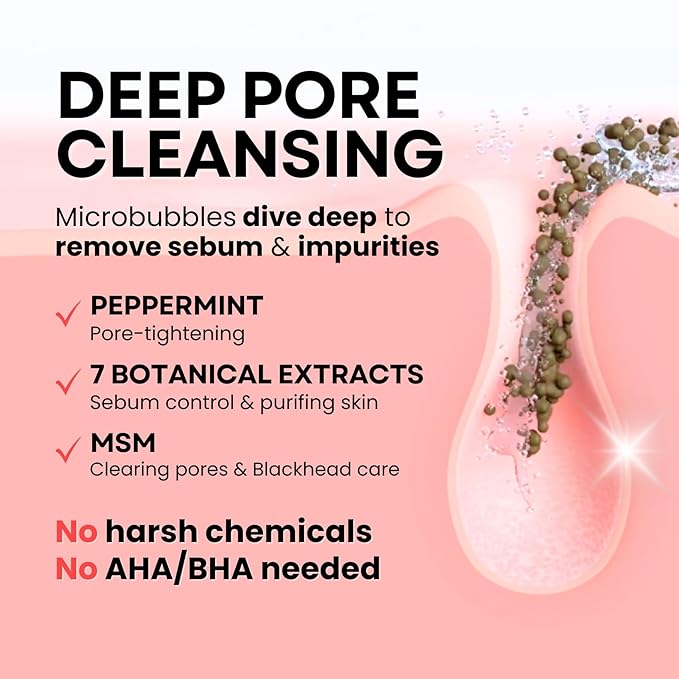 MPC Bubble Pore Cleanser, Korean Face Wash, Gentle Deep Pore Facial Cleanser with Caviar, Blackhead Makeup Remover, Pore Minimizer, Hydrating, Exfoliator, Oily, Dry Skin 5.07 fl oz