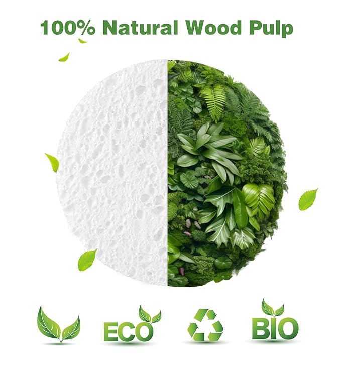 METUUTER 50 PCS Compressed Facial Sponges for Estheticians- 100% Natural Cellulose Face Sponge Professional Cosmetic Spa Sponges for Face Cleansing, Massage, Pore Exfoliating, Mask, Makeup Removal