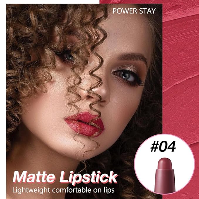 Dark Grape Purple Matte Lipstick Crayon for Women, Long Lasting Waterproof Velvet Lip Liner Pencil, High Pigment Creamy Lipstick, Longwear Non-Drying Lip Makeup Cruelty-free 24 Hours, 04#