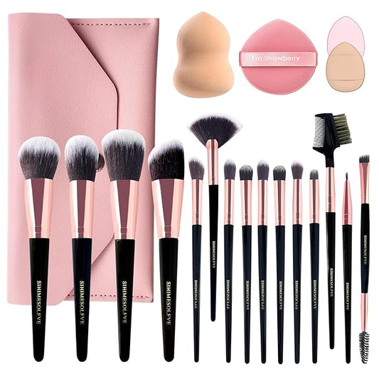 Makeup Brush 15Pcs Eye And Face Professional Makeup Brush Set, makeup brushes with lash comb, Makeup Brushes soft makeup brushes set, Eye Shadow Brush With Storage Bag and 5 beauty eggs