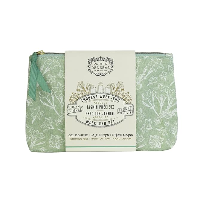 Panier des Sens - Jasmine Set for Women - Body Lotion + Shower Gel + Hand Cream - Christmas Gift for Her - Body Care Kit with 96% Natural Ingredients - Self Care Gifts for women