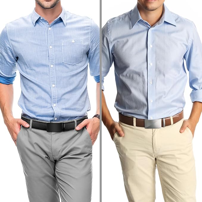 Zitahli Ratchet Belt for Men - 2 Packs Leather Mens belt For Gift Men Dress and Casual,Trim to Fit