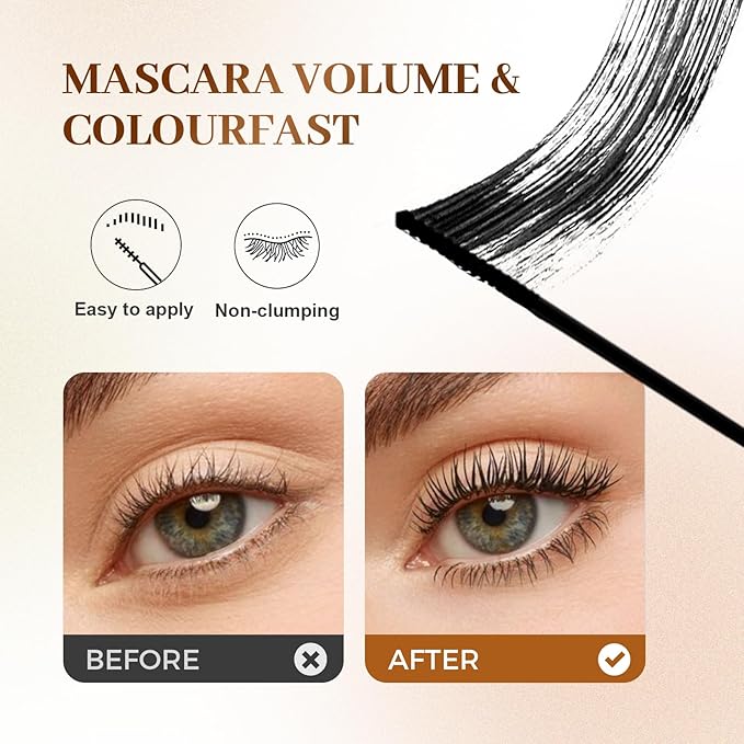 Mascara, 2026 New Waterproof Curling and Long-Lasting Mascara for Everyday Wear, Fine Brush Black Mascaras for Smudge-Proof, Sweat-proof, Non-smudged (1 PCS)