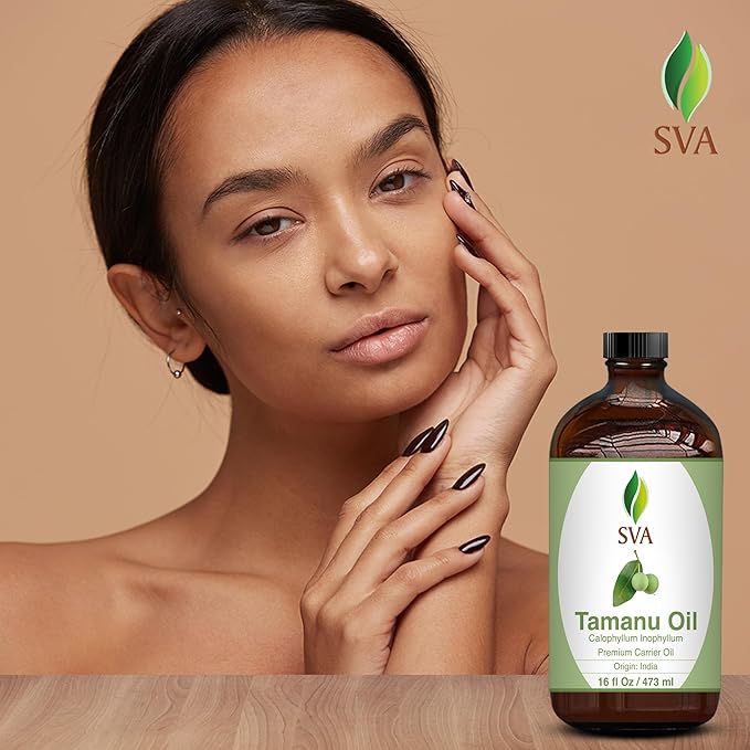 SVA Tamanu Seed Oil - 16 Fl Oz – 100% Natural Cold Pressed Tamanu Oil - for Face, Skin Care, Hair Care, Scalp Massage & Body Massage – Carrier Oil