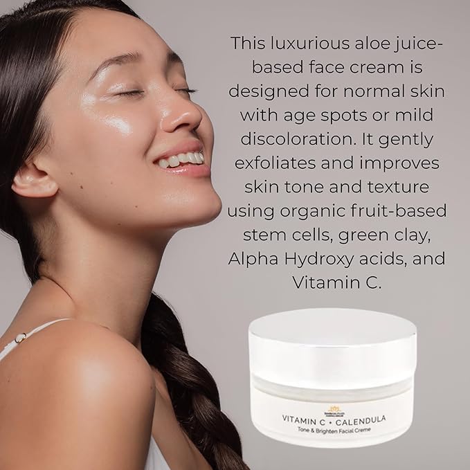 Calendula + Vitamin C Brightening Face Cream – Hydrating, Firming, Antioxidant-Rich Moisturizer – Lightweight, Non-Greasy, Non-GMO, No Parabens or Sulphates – 2 oz Jar