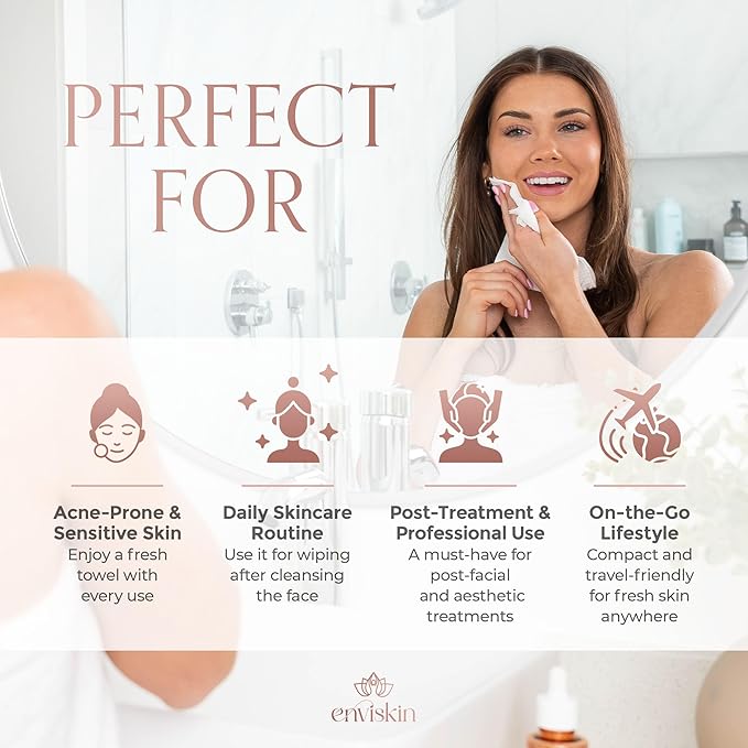 50 Disposable Face Towels Plant-Based Makeup Remover Wipes for Sensitive Skin - XL Ultra Soft Single-Use Dry Facial Towellettes for Daily Skincare Routine, Extra Large Clean Washing Cloths (10"x12")