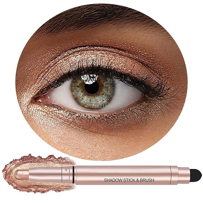 Eyeshadow Stick Makeup, Highlighter Cream Eye Shadow Pencil, Waterproof Hypoallergenic Long Lasting Matte Crayon, Glitter Primer Palette Shimmer Eyeliner Pen, Champagne Shimmer