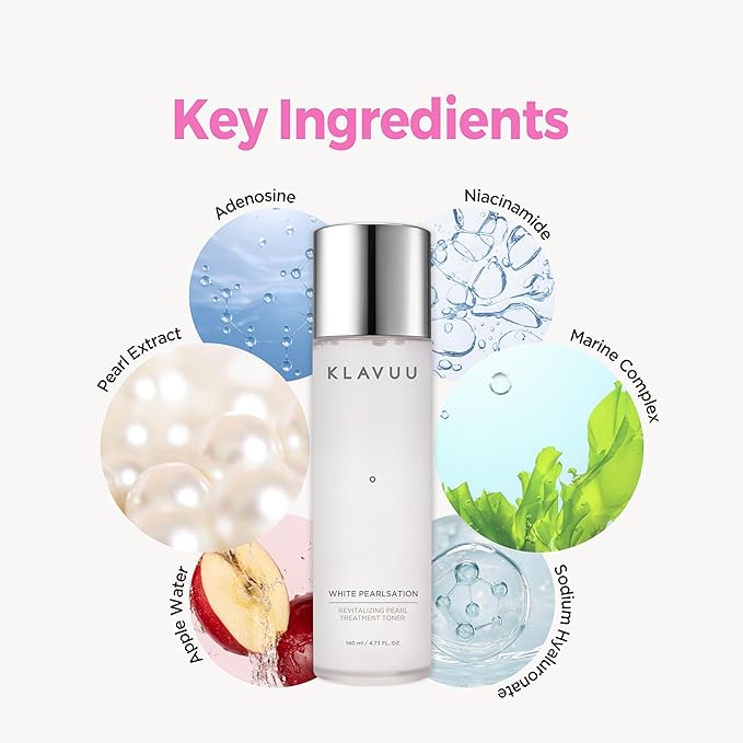 KLAVUU Hydrating Milky Toner with Pearl & Niacinamide – Facial Toner for Skin Glow, Wrinkle Care & Moisture Balance, Korean Skincare (4.76oz)