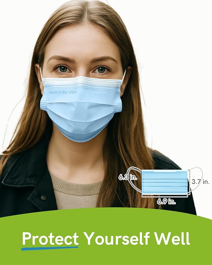 FriCARE Disposable Face Masks, 3-Ply ASTM Level 3 Medical Grade, FSA/HSA Eligible, Breathable & Comfortable for Allergy/Sun Protection, 50 Pack Northern Lights Whisper