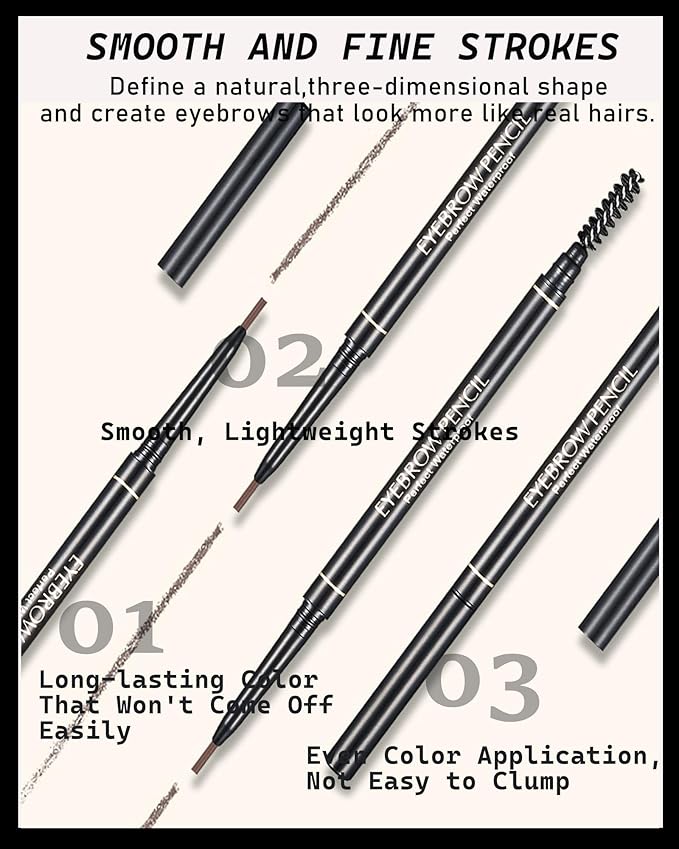 12 Pcs Eye Brow Pencil for Women Light Brown,Waterproof Eyebrow Pencil Retractable Ultra Fine Professional Brow Pencil,Long Lasting Tinted Gel Micro Eyebrow Pen for Define Fill Tiny Brow Eye Makeup-02