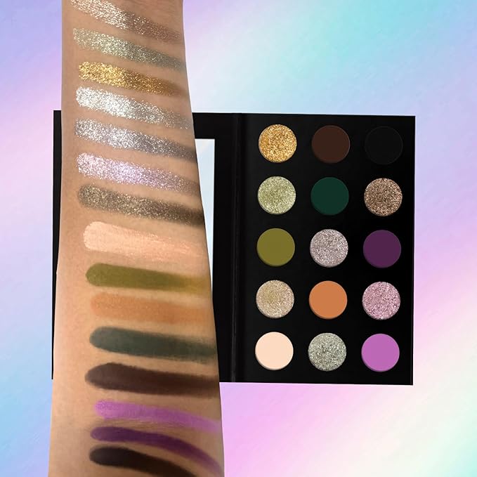 15 color eyeshadow palette,super multi-chrome vegan eye shadow,High pigment matte+Shine duochrome+Metallic shades,Cruelty- Free Makeup Pallet,No Flaking,Super Smooth