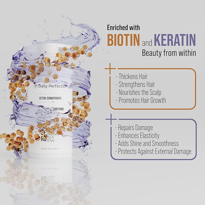 (dp) Detox Conditioner – Hydrate, Clarify & Remove Buildup, Oil & Impurities – Clean + Salon-Grade Formula with Biotin & Keratin