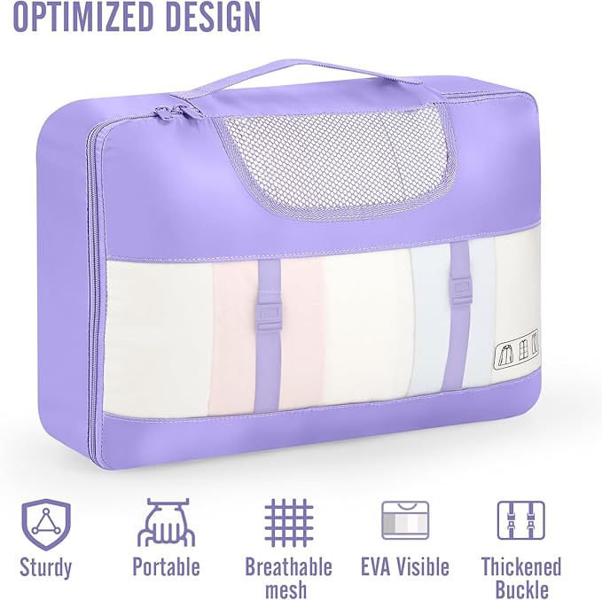 Veken 10 Set Packing Cubes for Travel Essential, Suitcase Organizer Bags in 4 Sizes, Carry-On Luggage Accessories with Large Laundry & Hanging Toiletry Bag, Must-Have for Airplane, Road Trip & Camping