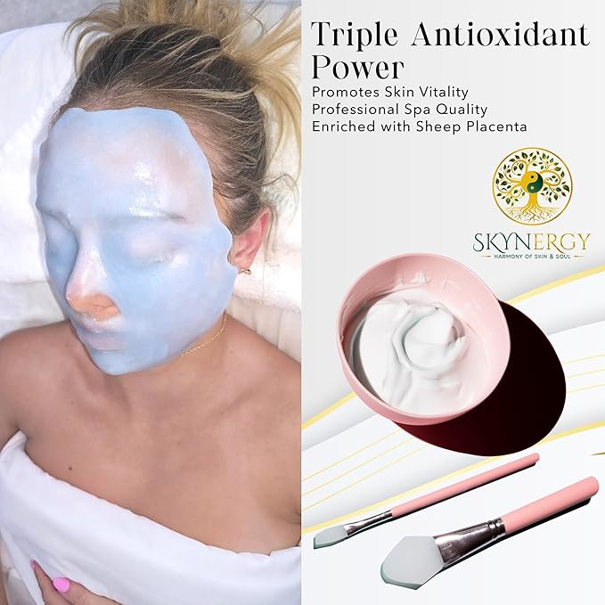 Australian Sheep Placenta Jelly Masks - Professional Grade HydroGlo facials Peel Off Face Mask for Skin Hydration, Radiance, Reduced Fine Lines, and Pigmentation | 12 Applications (30 Fl Oz)