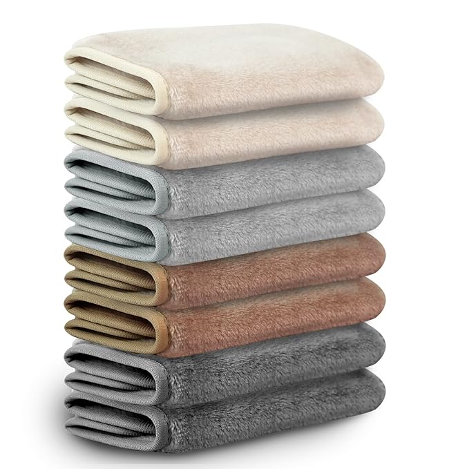 Nugilla Makeup Remover Cloths, 8 Packs Makeup Remover Towels Reusable Face Wash Cloth, Soft Makeup Remover Microfiber Face Cloth for Women(Neutrals)