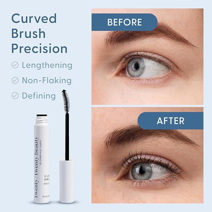Clean Sweep Mascara – Hypoallergenic Mascara For Stronger Longer Lashes – Ophthalmologist Developed - Nourishing, Gentle & Safe for Sensitive Skin - Vegan, Cruelty-Free, Clean Ingredients