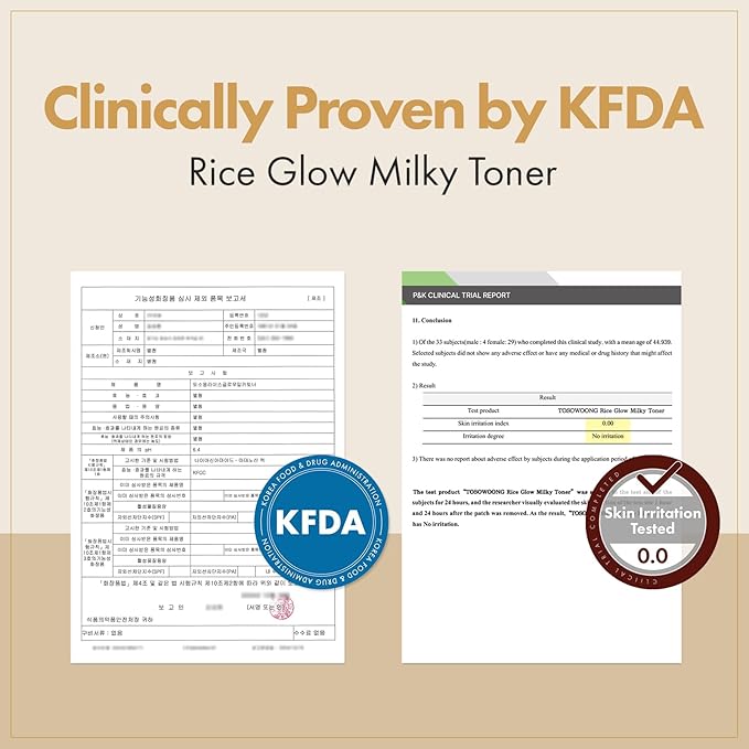 TOSOWOONG Rice Glow Milky Toner with 784,000ppm Korean Rice Water, Niacinamide, Ceramides, Panthenol, Glow, Glass Skin, Hydrating, Purifying, Fragrance-Free, Korean Skin Care, 250ml, 8.45 fl.oz.