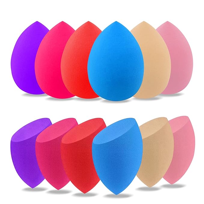 Wiko 12 Pcs Makeup Sponge Set for Foundation Bulk Latex Free Reusable Beauty Sponge Blender Cosmetic Applicator For Powder Cream and Liquid Super Soft Concealer