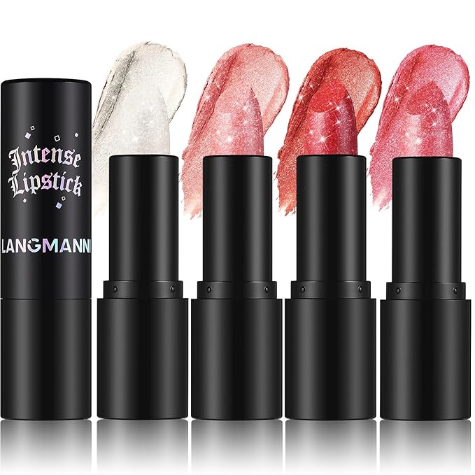 Jolilab Sparkling Lip Gloss, Long Lasting Waterproof Moisturizer Lip Balm Glitter Shimmer Metallic Lipstick, Diamond Shiny Lipstick for Women Girls, Non-sticky