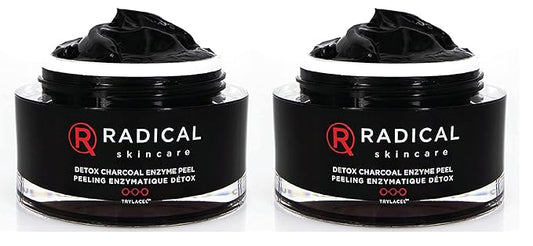 Radical Skincare Detox Charcoal Enzyme Peel - Powerful Formula w/ 11 Fruit Enzymes for Maximum Exfoliation | For All Skin Types Including Sensitive Skin | Cruelty & Paraben Free (1.7 oz, 2 Pack)