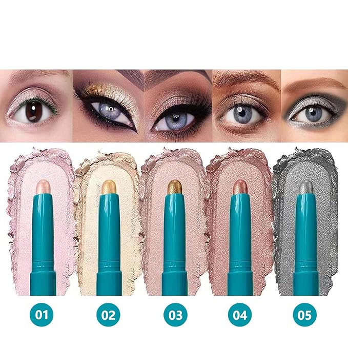 Eyeshadow Stick Eye Brightener Eyeliner Pencil Cream Shimmer Glitter Smooth Shadow Highlighter Natural Waterproof Long Lasting Eye shadow Stick Rose Gold Shimmer # 03