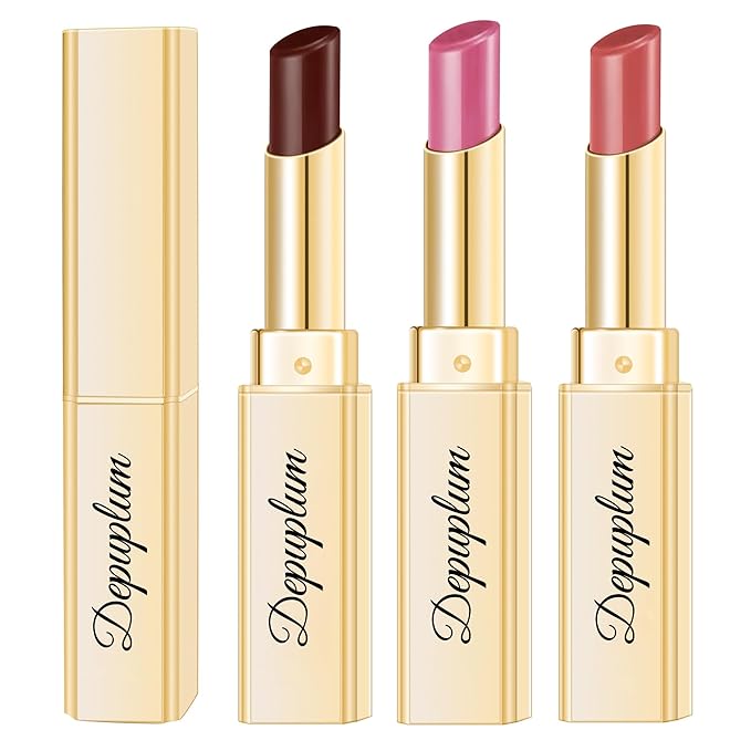 3Pc Brown Lipsticks Set for Women Hydrate Lipstick Glossy Moisture Lip Gloss Brown Pink Nude Color Lipsticks for Dry Lips, DM65/88/95