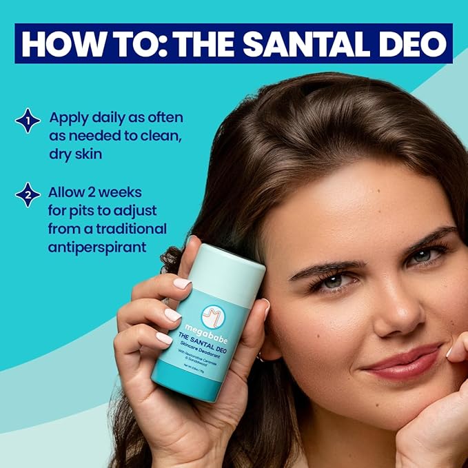 Megababe Skincare Deodorant - The Santal Deo with 72 hour Odor Protection | Restorative Ceramide & Sandalwood | Aluminum-Free, All Natural | 2.6 oz