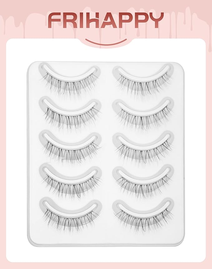 Short Lashes light wispy lashes Lashes Eyelashes Lashes Wispy False Eyelashes Natural Eyelashes Mink Lashes, Frihappy Lashes 5 Pairs Frihappy#8