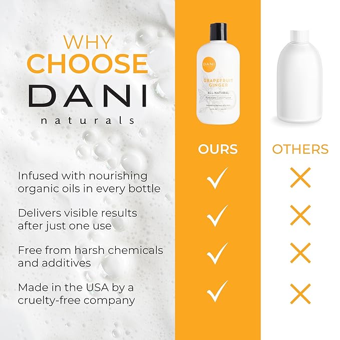 DANI Naturals Conditioner – Grapefruit Ginger, Detoxifying & Clarifying for Oily, Thick & Curly Hair, Lightweight Hydration & Scalp Refresh, Vegan & Color-Safe, 12 oz