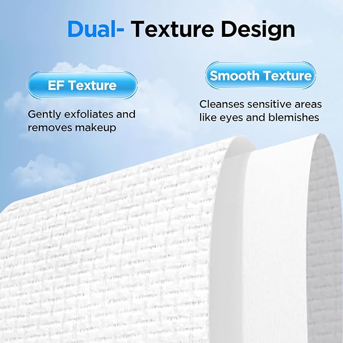 ITO Disposable Face Towel, Ultra-Soft 1-Second Quick-Dry Face Towels, Gentle for Sensitive Dry Oily Skin, Facial Towels for Daily Cleansing Makeup Removal (180 Count EF Texture)
