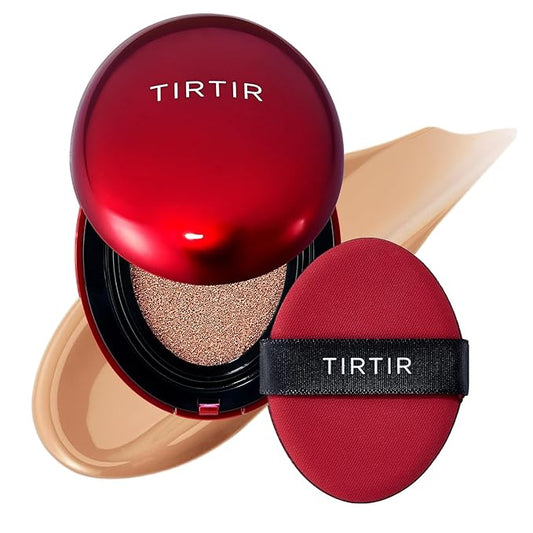 TIRTIR Mask Fit Red Cushion Foundation | Full coverage, Weightless, Skin fit, Satin Glow Finish, Korean Makeup, beauty, Tattoo cover up, Buildable (#29C Taupe Beige, 0.63 Fl Oz)