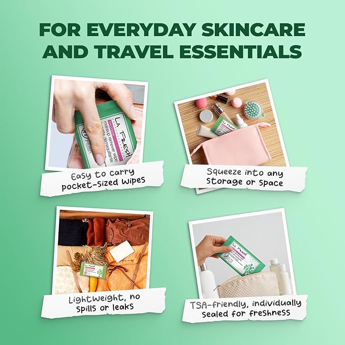 LA Fresh Makeup Remover Wipes with Vitamin E - Make up Remover for Face, Eyes, Lips - Face Travel Essentials - Case of 200ct Makeup Wipes