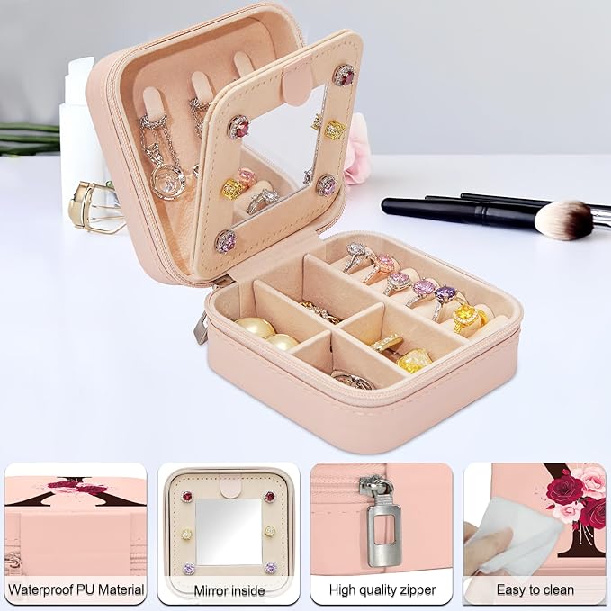 Birthday Gifts for Women,Initial Canvas Tote Bag,Monogrammed Gift for Women,16oz Initial Glass Cup,Makeup Bag with Zipper,Jewelry Organizer Box,Personalized Gifts for Mom-Y