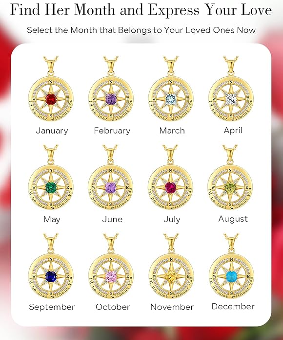 S925 Necklace Gift for Wife |Compass Jewelry |Women Anniversary |Sterling Silver |Girlfriend Birthday Gifts for Her Valentines |I'd be Lost without You |Jewel 18K Gold