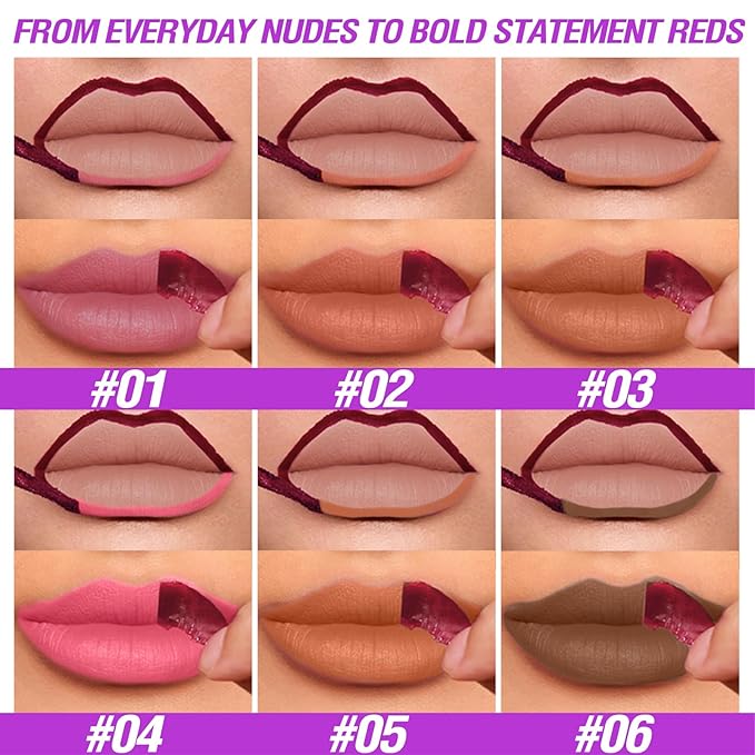 LANGMANNI 4Pcs Peel Off Lip Liner Set,Lip Stain Peel Off,Long-Lasting Waterproof & Smudge-Proof Matte Lip Liners With Ergonomic Handle & Precision Brush,Makeup Gift for Girls (#1+2+3+4)