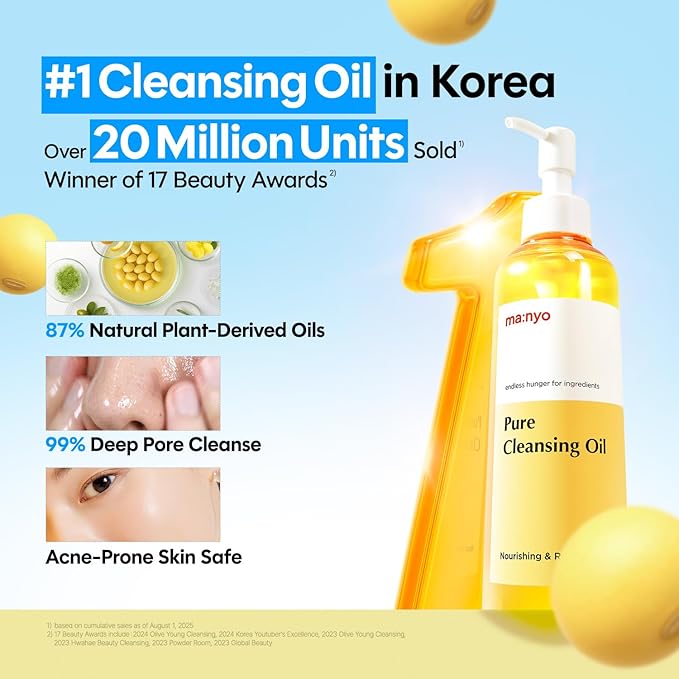 MANYO Pure Cleansing Oil Korean Facial Cleanser, Blackhead Melting, Daily Makeup Removal with Argan Oil, Korean Skin care 6.7 fl oz *(2 Pack)
