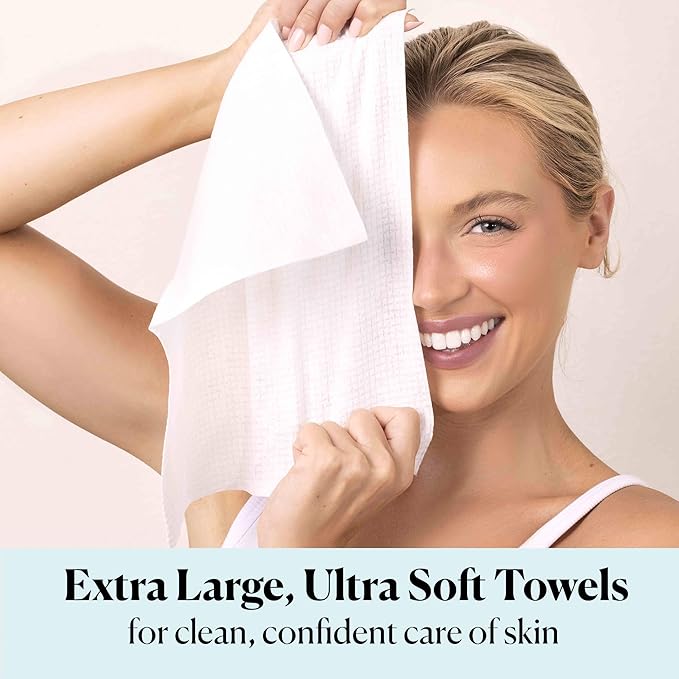 Sky Organics - Gentle Clean Face Towels (2-Pack) - 100 XL Single-Use Face Wipes - Ultra Soft & Dual Textured - Disposable Towel - Makeup Remover Wipes - Cruelty Free - Skin Care Tools - Self Care