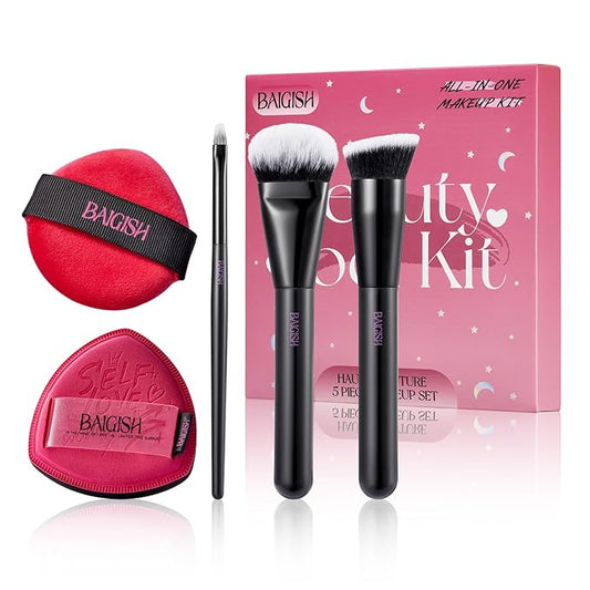 Makeup Brush Set Professional Foundation Brush for Foundation Powder Concealers Eye Shadows with 2 Makeup Sponge