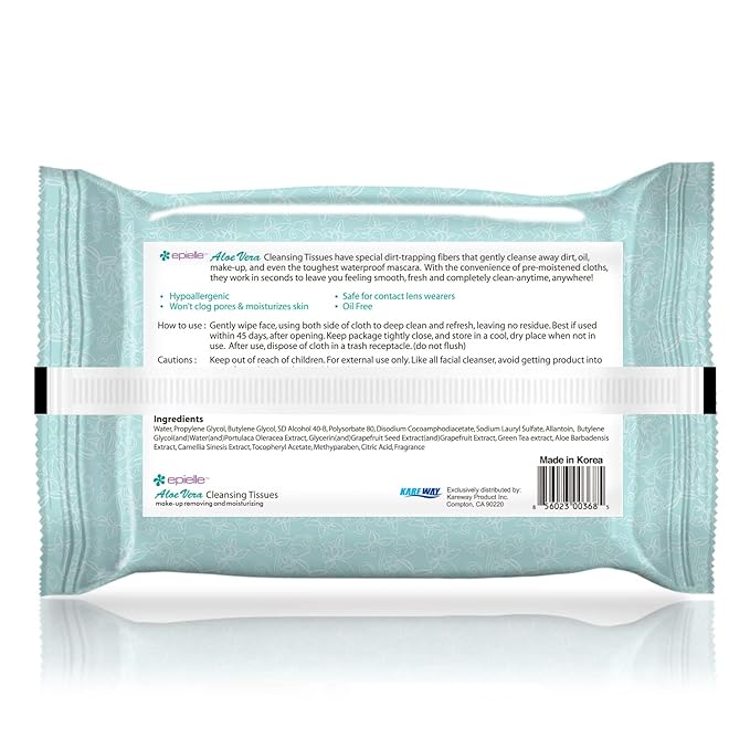 Epielle Makeup Remover Wipes, Remove Dirt, Oil, Waterproof Mascara, Gentle Daily Facial Cleanser Towelettes with Collagen, Cucumber, Aloe Vera & Argan Oil, Vegan & Cruelty-Free, 60 Count (Pack of 4)