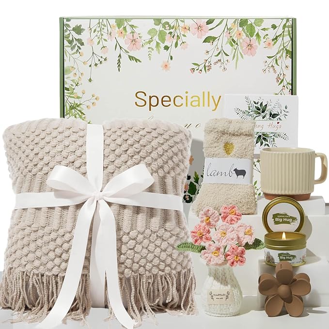 Self Care Gift Basket, Birthday Gifts for Women, Get Well Soon Care Package Sympathy Gift Set After Surgery Thinking of You Inspirational Basket for Her Mom Wife Sister Girl Friend Girlfriend Coworker