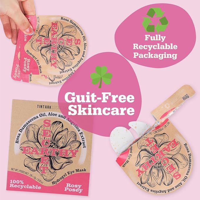 Rosy Posey Calm Repair 5′ Hydrogel Under-Eye Patches, 28 Pairs — 5-Minute Soothing, Deep Hydration & Glow — Natural Rose Note · Ophthalmologist Tested