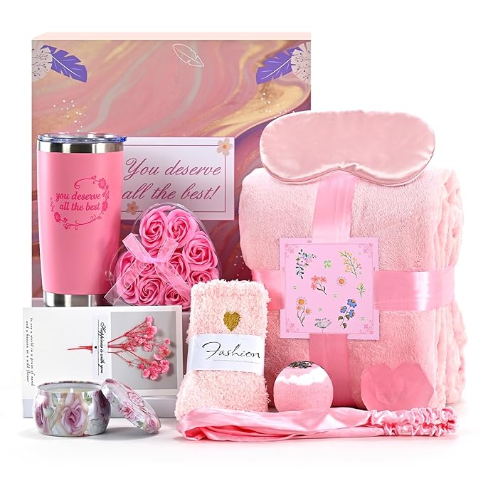 Luxury 10-Piece Gift Basket, High-End Spa Set, Birthday Gifts, Mother'S Day/Christmas/Valentine'S Day/Anniversary Gifts Exclusively for Women, Including Blankets, Tumbler, and Scented Candles.