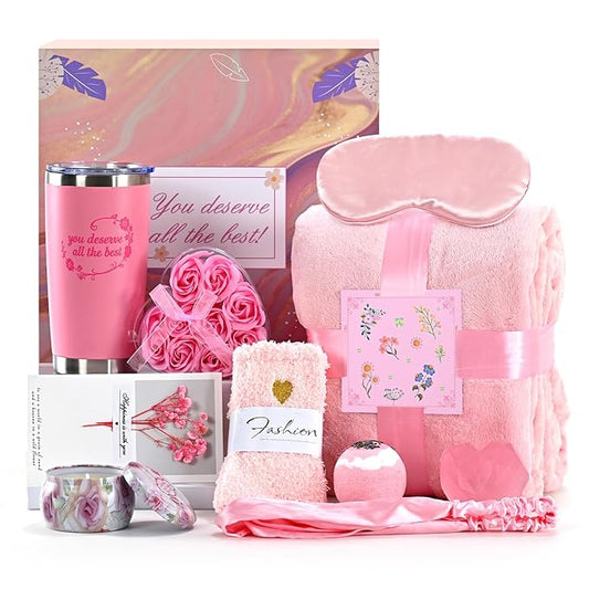Luxury 10-Piece Gift Basket, High-End Spa Set, Birthday Gifts, Mother'S Day/Christmas/Valentine'S Day/Anniversary Gifts Exclusively for Women, Including Blankets, Tumbler, and Scented Candles.