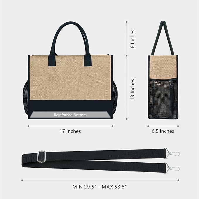 TOPDesign Personalized Initial Canvas Tote Bag, for Wedding, Birthday, Beach, Perfect Gifts for Women, Mom, Teachers, Friends