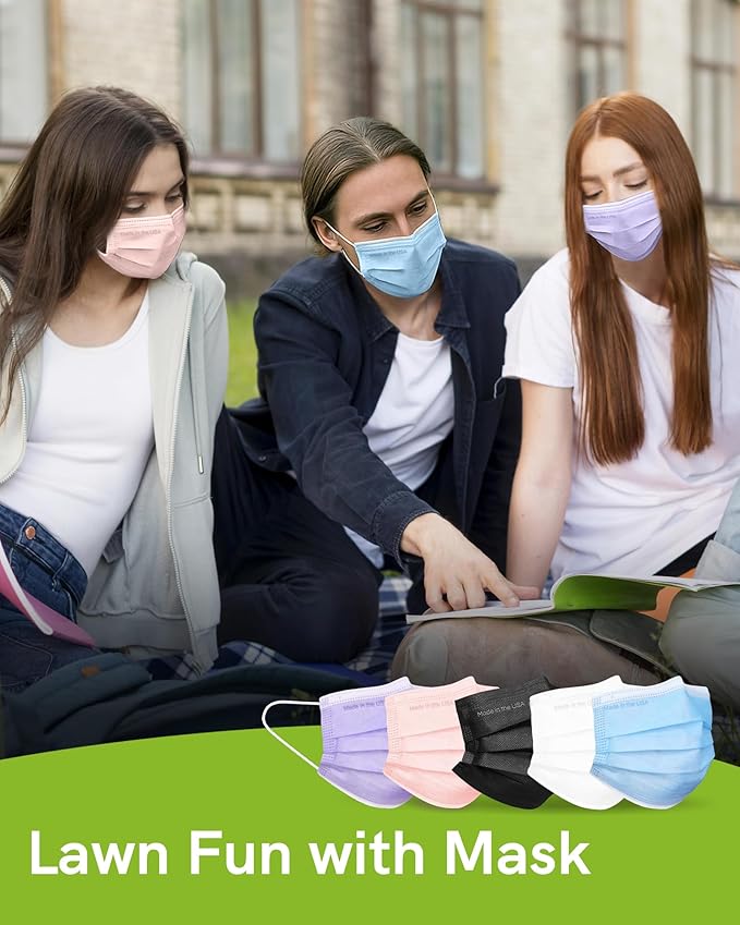 FriCARE Disposable Face Masks, 3-Ply ASTM Level 3 Medical Grade, FSA/HSA Eligible, Breathable & Comfortable for Allergy/Sun Protection, 50 Pack Twilight Harmony