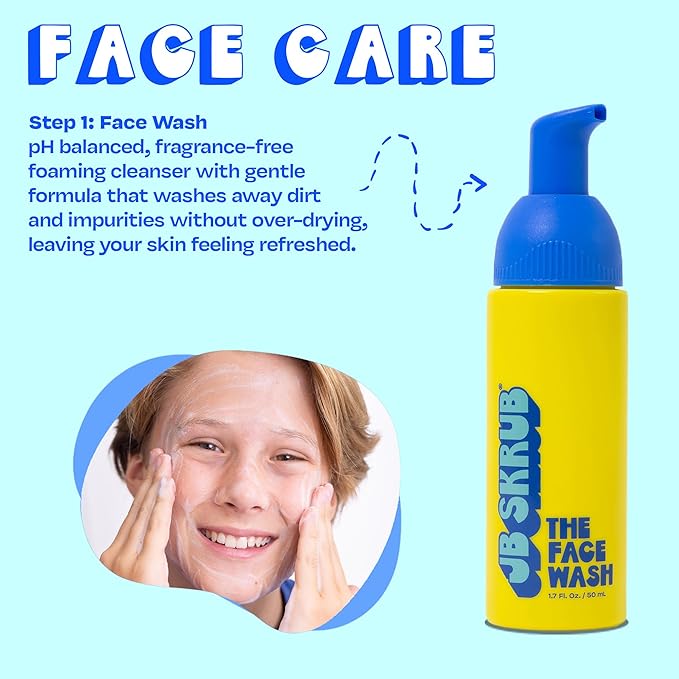 JB SKRUB The Junior Travel Trio - Complete Skin Care Set for Kids, Tweens & Teens: Hydrating Body Wash, Refreshing Body Spray, & Gentle Face Wash