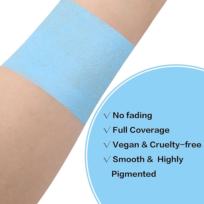 BADCOLOR Light Blue Face Body Paint, Pale Blue Eye Black Stick for Football/Baseball/Softball, Hypoallergenic Grease Sticks for Corpse Bride Halloween SFX Avatar Sally Makeup