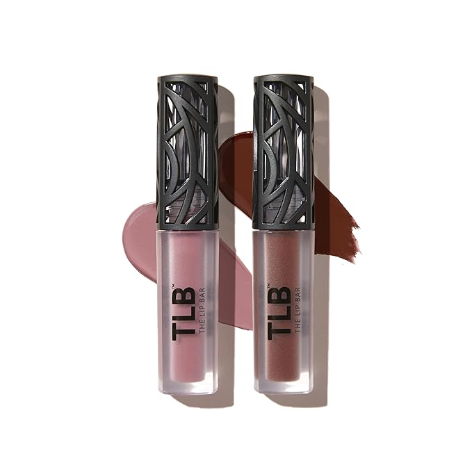 The Lip Bar - Nonstop Liquid Matte Lipstick Mini 2-Pack, Curlfriend (Mauve Pink) + Savage (Chocolate Red-Brown) - High Pigment - One Swipe - Long Lasting - Jojoba Oil & Vitamin E - Vegan - .24 fl oz