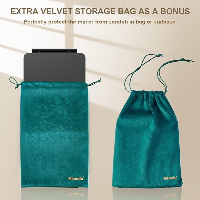 Mocado Travel Makeup Mirror with Light, 1x/10x Magnifying Mirror with Light, 3 Colors Lighted Magnifying Mirror, 2000mAh Rechargeable Lighted Makeup Mirror, Memory Function (Arched-Black)