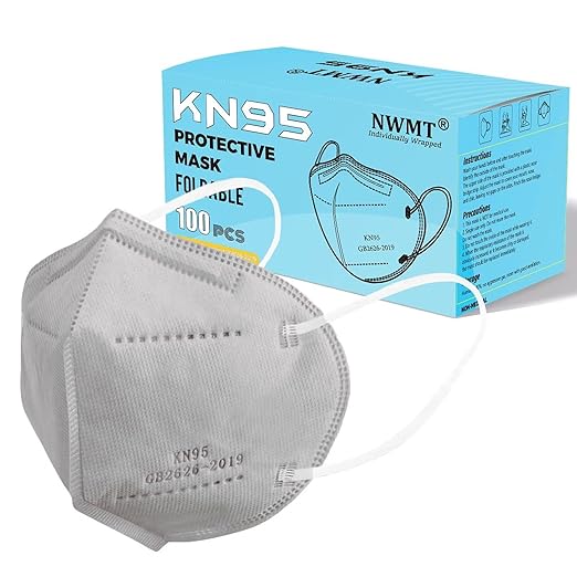 Grey KN95 Face Masks 100 Pack Breathable Disposable Face Masks